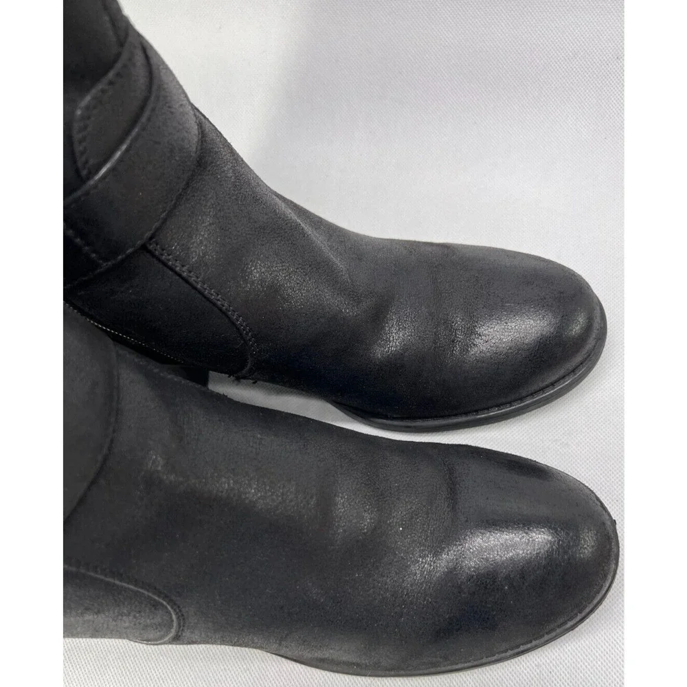 BARETRAPS Womens Willow Black Heeled Riding Boots Round Toe Stacked Heel 11M